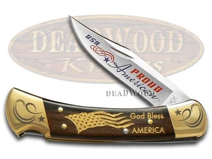 Buck 110 Folding Hunter Knife Proud American Ebony Wood 1/250 420HC Stainless - Picture 1 of 4