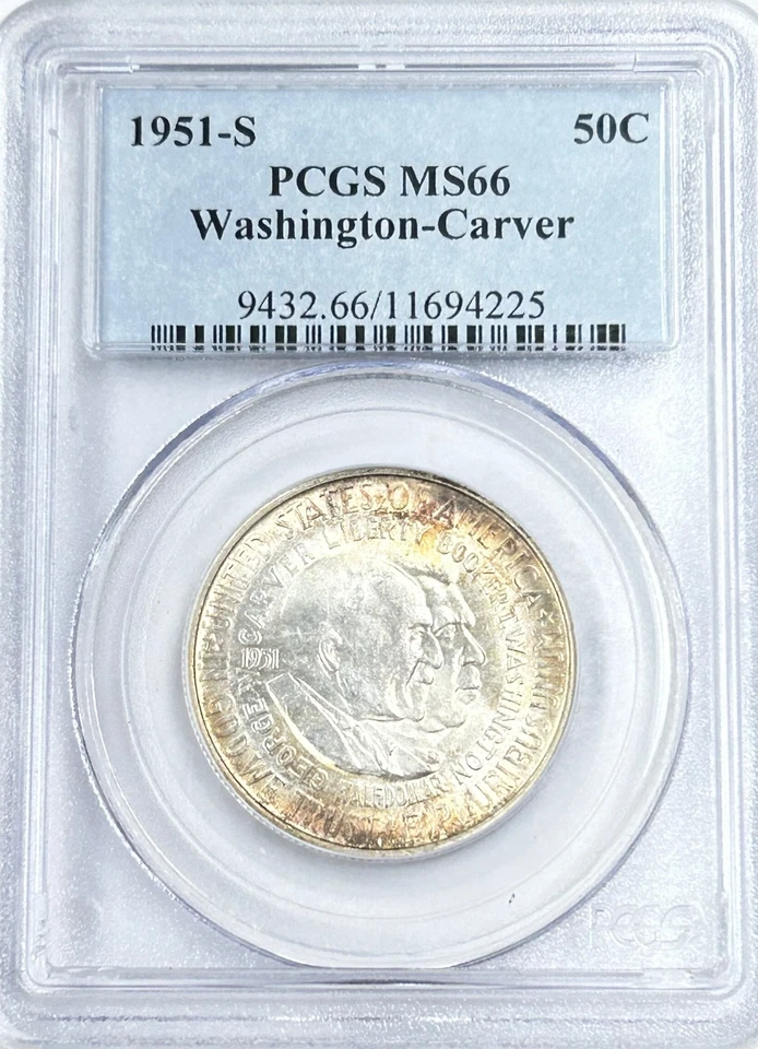 1951 S Washington-Carver Silver Half Dollar PCGS MS66 Toned Only 10,004 Minted - Image 1 of 4
