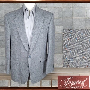 Haggar Imperial Blazer Jacket Mens 42R Multicolor Herringbone Tweed Wool - Picture 1 of 11