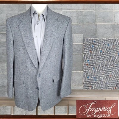 Chaqueta Blazer Haggar Imperial Para Hombre 42R Multicolor Espiga Tweed Lana Foto 1 de 4