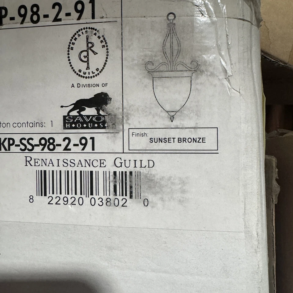 Luz de vestíbulo de bronce puesta de sol Savoy House Bryce KP-98-2-91 con imitación crema Foto 1 de 2