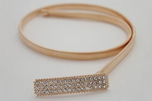 Mujer Elegante Cinturón Elástico Cinturilla Hip Cintura Alta Metal Dorado Bling - Imagen 1 de 24