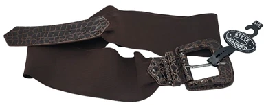 Cinturón de moda Steve Madden para mujer talla M/L ancho elástico imitación cocodrilo en relieve marrón Foto 1 de 4