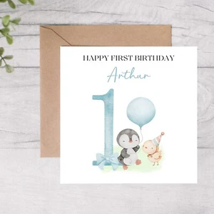 First Birthday Card For Baby Boys, Personalised First Birthday Blank Card - Picture 1 of 4
