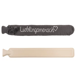 XXL Wärmflasche Schlauch-Wärmflasche mit Stickbezug Lieblingsmensch 2L 72cm - Picture 1 of 1