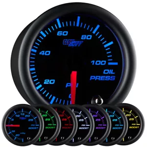 NEW 52mm GlowShift Black 7 Color Electronic Oil Pressure PSI Gauge Meter - Picture 1 of 4