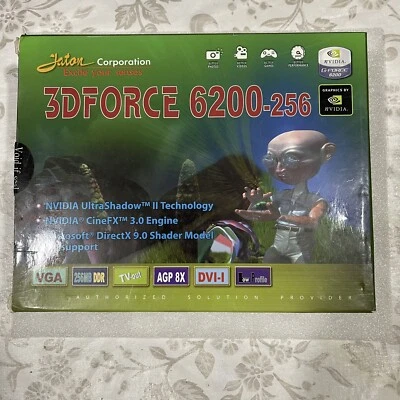Jaton NVIDIA GeForce 6200 3DFORCE6200256 256MB DDR AGP VGA DVI TV Out Video Card - Image 1 of 4