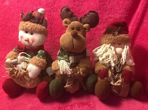 Weihnachten 10 Zoll Plüschfigur 3er Set mit Geschenksack Weihnachtsmann Schneemann Rentier NEU! - Bild 1 von 6