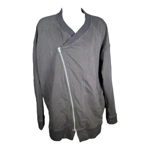 Lululemon Jacket 10 Womens Black Mula Bundle Cotton Blend Coat Full Zip Striped - Picture 1 of 5