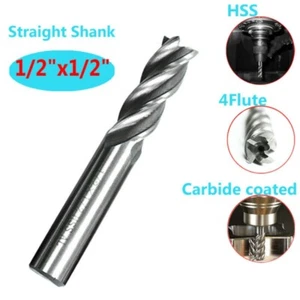 1X 1/2inch End Mill-CNC 4-Flute 40mm Car Bide Cutter Drill Bit HSS Metalworking - Picture 1 of 24