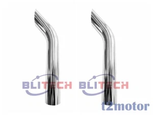 Par de tubos de extracción de camión de 5" OD x 36" cromados cuerno de toro cromo pila - Imagen 1 de 4