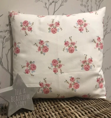 Clarke & Clarke Shabby Chic Fifi Chintz Floral Pink Flower 16" Cushion Cover - Image 1 of 3