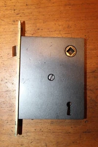Restored Unbranded Antique Cast Iron Mortise Lock Bronze Faceplate R-137 - Picture 1 of 8