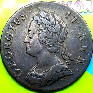 Half Penny 1750 Great Britain George II - seldom - Picture 1 of 8