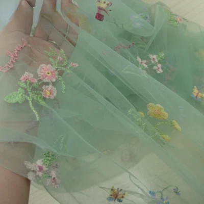 DIY Blumen Bestickt Tüll Spitze Stoff Netz Kleid Bekleidung Nähen von Der Yard - Bild 1 von 2