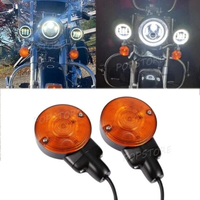 Front Flat Turn Signal Lights For Harley Heritage Softail Classic FLSTC 1999-17 - Image 1 of 4