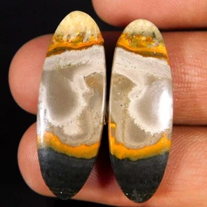27.35Cts. Natural BumbleBee Jasper Matched Pair Oval Cabochon Loose Gemstone - Picture 1 of 3