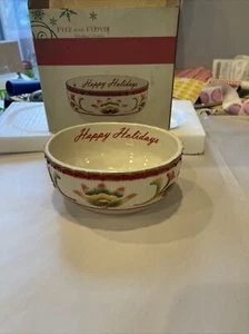 Fitz & Floyd WOODLAND HOLIDAY Sentiment 'HAPPY HOLIDAYS' Serving Bowl-Christmas - Picture 1 of 6