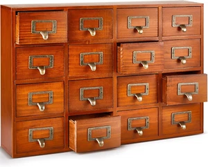 16 Drawers Apothecary Cabinet Library Card Catalog Cabinet Tabletop Vintage Apot - Picture 1 of 6