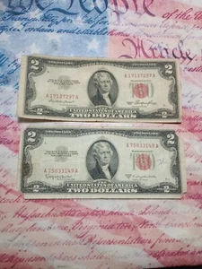 🇺🇲SERIES 1953 & 1953C 2 $2 RED SEAL A-A BLOCK (297)-(149)🇺🇲 - Picture 1 of 12