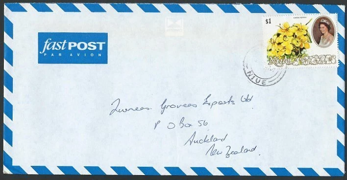 NIUE 1993 airmail cover to New Zealand. $1 flowers single franking.........13270 - Image 1 of 1