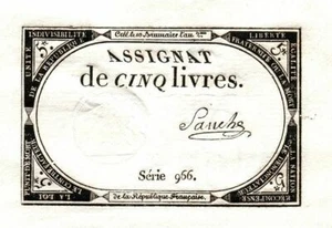 GEM CRISP 1793 FRENCH REVOLUTION 5 POUNDS! DEEP EMBOSSING, FULL MARGINS! CV $125 - Picture 1 of 1