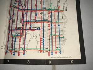 MANHATTAN NEW YORK CITY NY NYC BUS GUIDE MAP 1974 ORIGINAL TRANSIT COLLECTIBLE - Picture 1 of 11