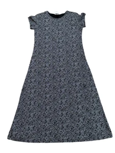 Vintage 90er Hot Cotton Maxi Dress Floral Flower Text Black Made in USA Size Med - Bild 1 von 11