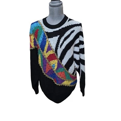 Vintage Chelsea Way Women's Ramie Cotton Knit Multi Color Sweater Medium - Image 1 of 4