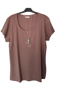 2er Pack T-Shirt Damen Basic Top Bluse Baumwolle Gr. 48-50 taupe - Imagen 1 de 2