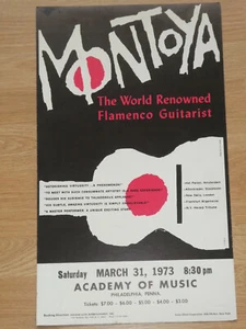 VINTAGE 1973 CARLOS MONTOYA WORLD RENOWNED FLAMENCO GUITARIST WINDOW CARD POSTER - Picture 1 of 3