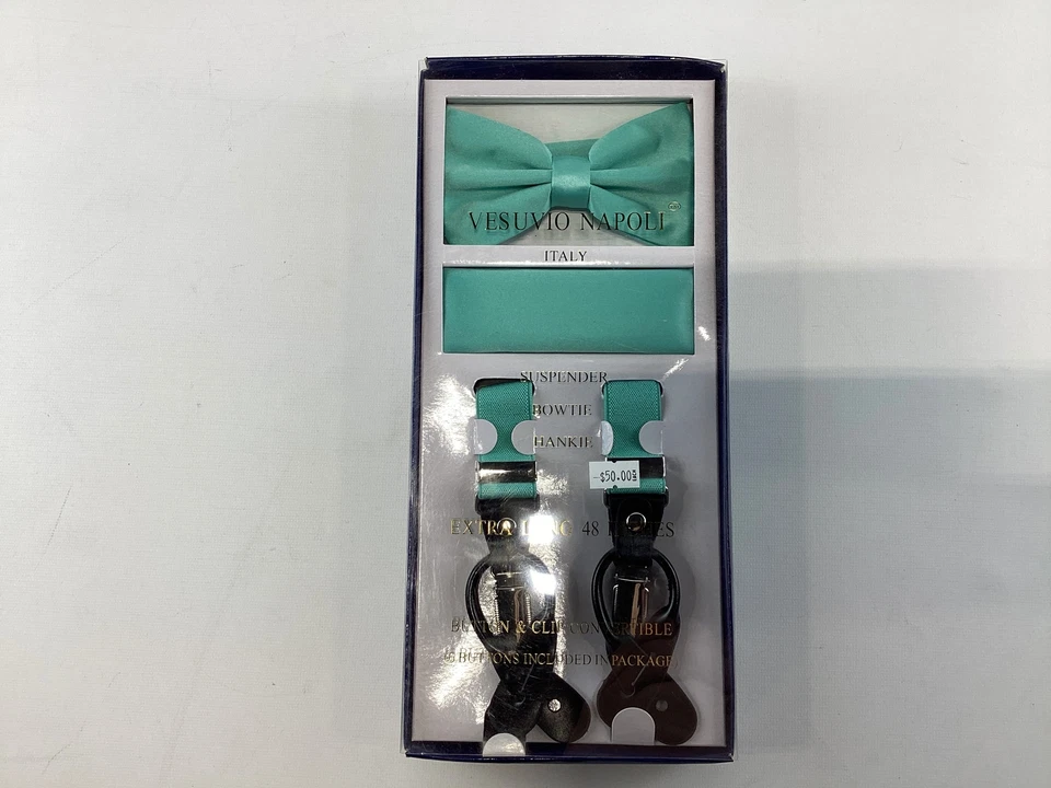 Juego de pañuelos con tirantes italianos verde menta Vesuvio Napoli NUEVO Foto 1 de 4