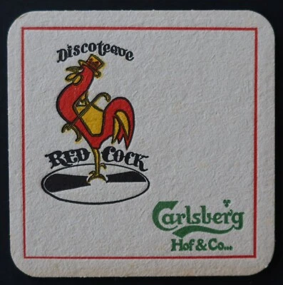Sous-bock bière CARLSBERG Hof Discotheque Red Cock coq beermat coaster 1 - Photo 1/2
