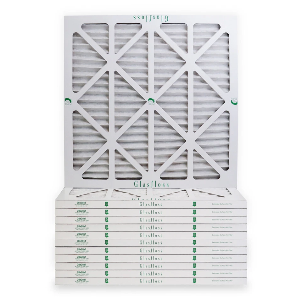 20x20x1 Air Filter MERV 10 Pleated by Glasfloss - Box of 12 - AC/Furnace Filters - Image 1 of 1