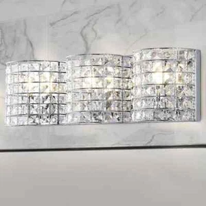 JONATHAN Y Clara Deco 24 in. 3-Light Metal/Crystal Classic Glam LED Vanity Light - Picture 1 of 7