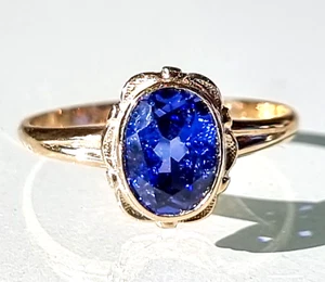 Vintage ring , Estate ring , 10k gold sapphire ring  , 1.2ct , Blue sapphire. - Picture 1 of 19