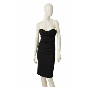 DSquared2 D2 trägerloses schwarzes Woll tailliertes Knie Kleid Gr. 40 m. Innenbustier - Bild 1 von 9