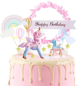 AODIGEGE Einhorn Tortendeko Geburtstag Kuchen Deko Tortendeko Mädchen Regenbogen - Bild 1 von 14