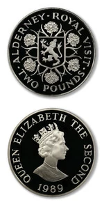 Alderney Alderney Royal Visit £2 1989 Proof Silver Crown - Picture 1 of 1