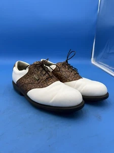 Vintage Footjoy Dryjoys Mens Golf Shoes 53628 White /Brown Gator 11W - Picture 1 of 10