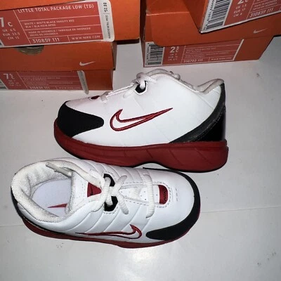 Paquete Total OG NIKE Baby Little Talla 7c Blanco Negro Rojo Desde 2005 310859-111 Foto 1 de 4
