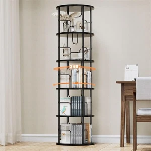 5 Tier Rotating Bookshelf, 360 ° Display Stackable Spinning Bookshelf Tower, ... - Picture 1 of 8