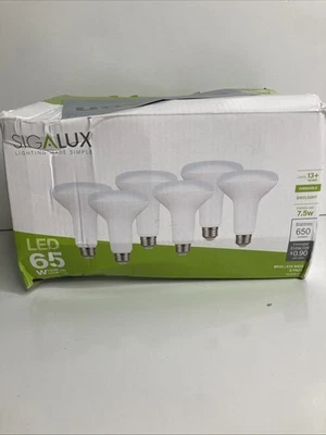 Sigalux LED Flood Lights Indoor, BR30 LED Bulb 65W, 6 Pack OPEN BOX - Image 1 of 4