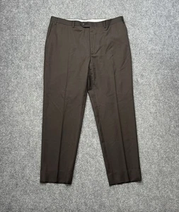 Pantalones de vestir Canali para hombre 38x30 marrón oscuro pantalones de lana hechos en Italia adulto - Imagen 1 de 10