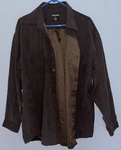 Montage Men’s Brown Polyester Button Up Shirt Long Sleeve Size XL Suede Feel - Picture 1 of 3