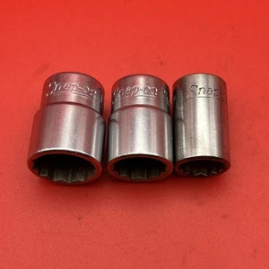 3 PC Snap-on Tools USA 1/4" Drive Shallow 12 Pt Point Sockets MV12 MV14 MV16 - Foto 1 di 4