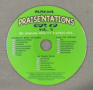 Praise'ntations Preschool Kid's CD Vol. 3 2006 Christian Kids Music - Imagen 1 de 2