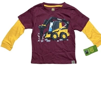 Camiseta de camión volquete John Deere para niños pequeños manga larga niño talla 4T/nueva con etiquetas Foto 1 de 4