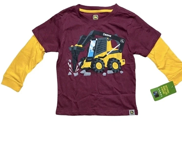Camiseta de camión volquete John Deere para niños pequeños manga larga niño talla 4T/nueva con etiquetas Foto 1 de 4