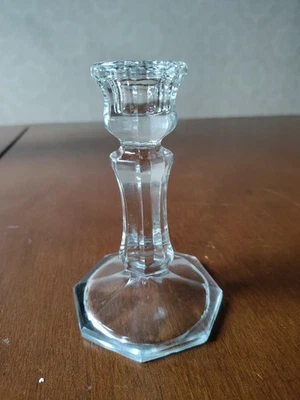 Candelabro Pottery Barn 5-1/2" Octogonal Vidrio Transparente, Excelente Estado Foto 1 de 3